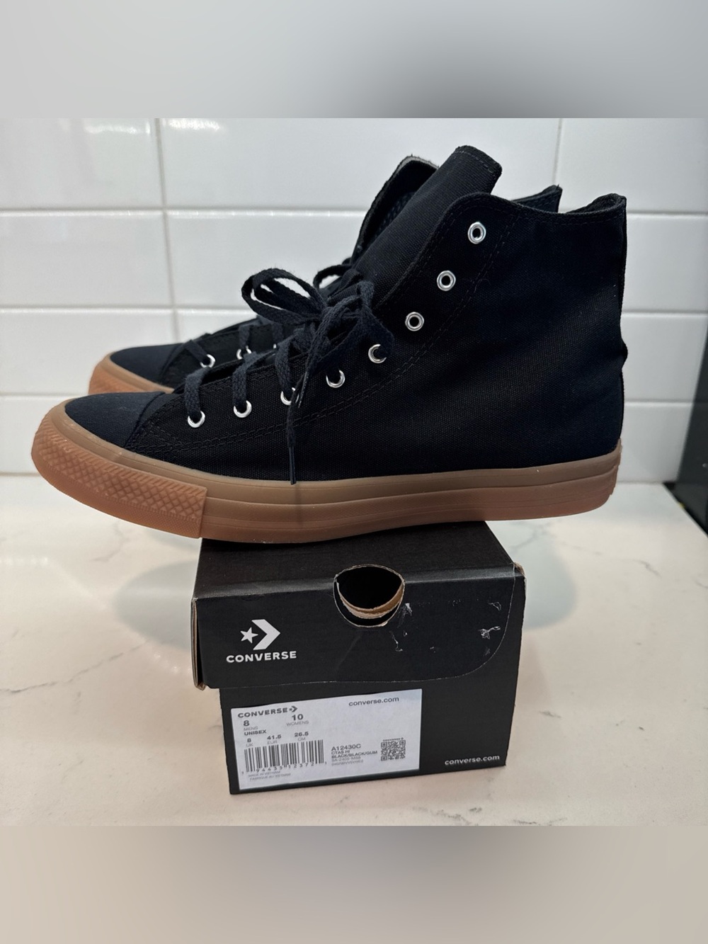 Converse Chuck Taylor High Top Sneaker - Black Canvas with Gum Sole All Star